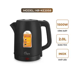 (Hàng chính hãng) Ấm Điện Đun Nước Hare HR-KE20S8 2.0L Màu Đen - Công Suất 1500W