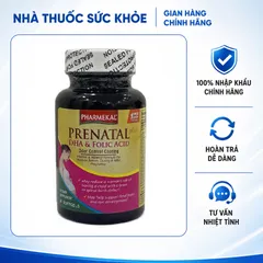 (Hàng nhập khẩu) Viên uống Prenatal DHA & Folic Acid Pharmekal bổ sung vitamin và khoáng chất cho bà bầu - Lọ 60 viên