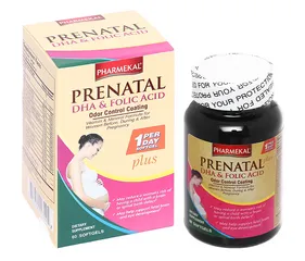(Hàng nhập khẩu) Viên uống Prenatal DHA & Folic Acid Pharmekal bổ sung vitamin và khoáng chất cho bà bầu - Lọ 60 viên