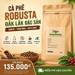 Cà phê Robusta Đaklak CAOFOOD 500g - Đặc sản chế biến ướt Tây Nguyên, hạt cà phê 100% chín, hương vị đậm đà, ngọt hậu tự nhiên