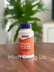 Viên uống Vitamin D3 K2 Now 120 viên - Tăng cường sức khỏe xương khớp và miễn dịch, hỗ trợ phát triển chiều cao cho trẻ em và người lớn 765651
