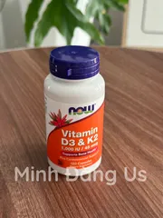 Viên uống Vitamin D3 K2 Now 120 viên - Tăng cường sức khỏe xương khớp và miễn dịch, hỗ trợ phát triển chiều cao cho trẻ em và người lớn 765651
