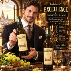 Vang Trắng Excellence  12%Độ Chai 750mil - Vang Đà Lạt Ladofoods