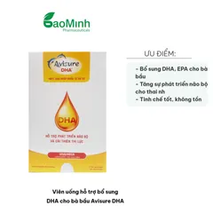 Viên uống bổ sung DHA Avisure DHA cho bà bầu - Hỗ trợ phát triển trí não cho thai nhi - Hộp 30 viên chất lượng cao