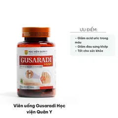 Viên uống Gusaradi Học viện Quân Y - Hỗ trợ điều trị bệnh gout, giảm acid uric, hộp 60 viên thiên nhiên, cải thiện sức khỏe.