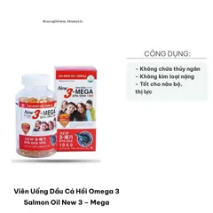Viên Uống Dầu Cá Hồi Omega 3 Salmon Oil New 3 – Mega 1000mg, Hỗ Trợ Sức Khỏe Não Bộ, Thị Lực và Làn Da - Hộp 300 Viên