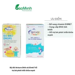 Bộ đôi Avisure DHA và D3MK7 cho bé - Si rô bổ sung Vitamin D3 và DHA hỗ trợ phát triển khỏe mạnh, tăng cường nhận thức và miễn dịch