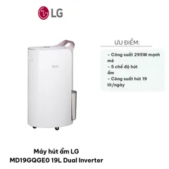 Máy Hút Ẩm LG MD19GQGE0 19L Dual Inverter - Thiết Kế Sang Trọng Cho Không Gian 40m2, Tiết Kiệm Điện, Hoạt Động 295W