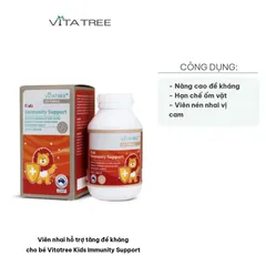 Viên Nhai Vitatree Kids Immunity Support - Tăng Cường Đề Kháng Cho Bé 60 Viên, Vị Cam Ngon, Hỗ Trợ Sức Khỏe Và Miễn Dịch