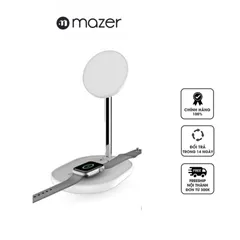Sạc nhanh không dây Mazer MagSafe 2in1 - Đế sạc Hybrid cho iPhone 12 trở lên, Apple Watch, AirPods - Công suất 15W, Đẳng cấp hiện đại