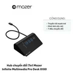 Hub chuyển đổi 7in1 Mazer Infinite Multimedia Pro Desk 8100 - Độ phân giải 4K/60Hz, tốc độ USB-C 10GBPS, tương thích đa hệ điều hành