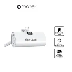 Pin Sạc Dự Phòng Mazer SuperMini 5000mAh USB-C - Sạc Nhanh 20W, Thiết Kế Nhỏ Gọn, Phù Hợp Với Thiết Bị Apple, Đen Trắng