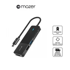 Hub chuyển đổi 5in1 Mazer Infinite Pro - Cổng kết nối đa dạng, Hình ảnh 4K, Tốc độ truyền dữ liệu cao cho Mac, Windows, Android