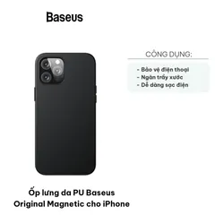 Ốp Lưng Da PU Baseus Magnetic Chính Hãng Cho iPhone 12/Pro/Promax/Mini - Sạc Không Dây Thoải Mái, Bảo Vệ Toàn Diện