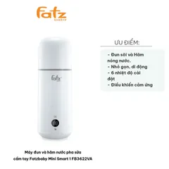 Máy Đun & Hâm Nước Pha Sữa Cầm Tay Fatzbaby Mini Smart 1 FB3622VA - Thiết Kế Di Động, Điều Khiển Cảm Ứng, Dung Tích 350ml, Nhiệt Độ Linh Hoạt