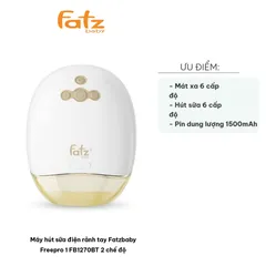 Máy Hút Sữa Điện Rảnh Tay Fatzbaby Freepro 1 FB1270BT - 2 Chế Độ, Pin 1500mAh, Thiết Kế Không Dây, Độ Ồn Thấp Dưới 45dB