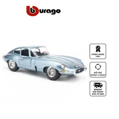 Mô Hình Xe Jaguar E-Type Coupe 1:18 Bburago Silver/Blue MH-18-12044 - Mô Phỏng Đẹp, Trang Trí Phòng Khách Hoặc Làm Việc