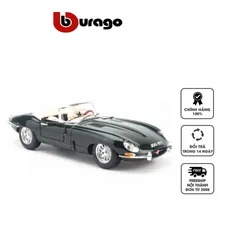 Mô hình xe ô tô Jaguar E-Type Cabrio 1:18 Bburago Xanh - Chi tiết tinh xảo, mở cửa, trang trí nhà cửa cho fan xe hơi
