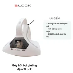 Máy Hút Bụi Giường Đệm 2Lock - Cầm Tay Không Dây 300W, Lọc HEPA, Khử Trùng UV - Giải Pháp Sạch Sẽ Cho Gia Đình