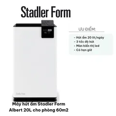 Máy Hút Ẩm Stadler Form Albert 20L - Thiết Kế Sang Trọng, Hút Ẩm Hiệu Quả cho Phòng 60m2, Công Suất 20L/ngày