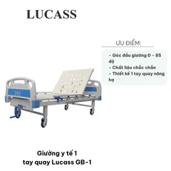 Giường Y Tế Điều Chỉnh Tay Quay Lucass GB-1 - Nâng Đầu 0-85 Độ, Lan Can Chắc Chắn, Tải Trọng 300kg, Thiết Kế Bền Bỉ