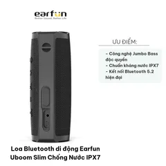 Loa Bluetooth Di Động Earfun Uboom Slim Chống Nước IPX7 - Âm Thanh 20W, Thời Gian Nghe 16 Giờ, Kết Nối Bluetooth 5.2, Dễ Mang Theo