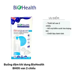 Buồng Đệm Khí Dung BioHealth BH05 Van 2 Chiều 220ml - Thiết Bị Y Tế Hỗ Trợ Hô Hấp Cho Người Lớn Và Trẻ Em