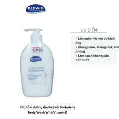 Sữa Tắm Dưỡng Ẩm Redwin Sorbolene Body Wash 500ml - Chứa Vitamin E, Không Xà Phòng, Phù Hợp Với Da Nhạy Cảm, Giúp Da Mịn Màng Mới Mẻ
