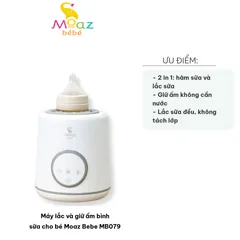 Máy Lắc và Giữ Ấm Bình Sữa Moaz Bebe MB079 - Thiết Bị Thông Minh Giúp Mẹ Tiện Lợi, Giữ Nhiệt và Lắc Sữa Đều Ổn Định