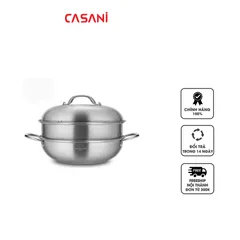 Xửng Hấp 2 Tầng Đa Năng Casani Ý 28cm - Thép Không Gỉ, Dẫn Nhiệt Nhanh, Dụng Cụ Nhà Bếp Chất Lượng Cao, Chế Biến Món Ăn Ngon