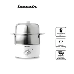 Nồi Hấp 2 Tầng Đa Năng Lacuzin LCZ160 - Hấp Trứng, Rau Củ, Thịt - Thiết Kế Bền Bỉ, Dễ Sử Dụng, Hẹn Giờ Tối Đa 30 Phút