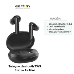 Tai Nghe Bluetooth TWS Earfun Air Mini - Âm Thanh Trầm Ấm, Kết Nối Bluetooth 5.2, Chống Nước IPX7, Thời Gian Sử Dụng 25 Giờ