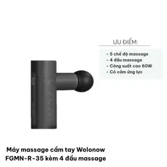Máy massage cầm tay Wolonow FGMN-R-35 - 4 đầu massage linh hoạt, 5 chế độ, giảm căng cơ hiệu quả, thiết kế nhỏ gọn, sử dụng dễ dàng.
