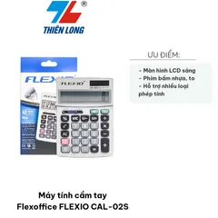 Máy Tính Cầm Tay Flexoffice FLEXIO CAL-02S - Màn Hình LCD Nghiêng, Phím ABS Lớn, Năng Lượng Pin & Ánh Sáng, Có 12 Chữ Số