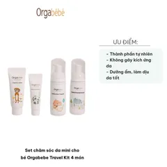 Set Chăm Sóc Da Mini Orgabebe Travel Kit 4 Món - Bọt Vệ Sinh, Sữa Tắm Gội, Kem Dưỡng Ẩm Cho Bé An Toàn Từ Sơ Sinh