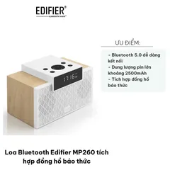 Loa Bluetooth Edifier MP260 tích hợp đồng hồ báo thức - Thiết kế hiện đại, âm thanh sống động, kết nối Bluetooth 5.0 dễ dàng