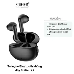 Tai nghe Bluetooth không dây Edifier X2 - Thiết kế nhỏ gọn, âm thanh vượt trội, thời gian sử dụng 28 giờ, kháng nước IP54