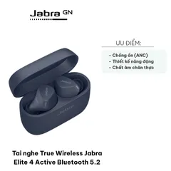 Tai nghe True Wireless Jabra Elite 4 Active - Bluetooth 5.2, Chống Nước IP57, Thời Gian Sử Dụng 28 Giờ, Khử Ồn ANC, Âm Thanh Chất Lượng Cao