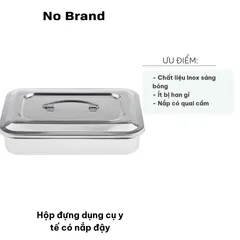 Hộp Đựng Dụng Cụ Y Tế Inox Có Nắp Đậy - Kích Thước 24cm x 16cm x 5cm, Bền Đẹp, Tiện Lợi Cho Spa, Nha Khoa, Thẩm Mỹ Viện