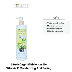Sữa Dưỡng Thể Bielenda Bio Vitamin C - Cung Cấp Độ Ẩm, Làm Sáng Da, Hương Cam Chanh Tươi Mát, 400ml