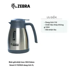 Bình Giữ Nhiệt Inox 304 Zebra Smart II 1L - Thép Không Gỉ, Giữ Nhiệt Tốt Cho Đồ Uống Nóng Lạnh, Thiết Kế Sang Trọng