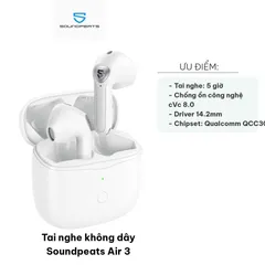 Tai nghe không dây Soundpeats Air 3 - Âm thanh chất lượng cao, thiết kế nhỏ gọn, chuyên dụng cho chơi game và nghe nhạc tiện lợi.