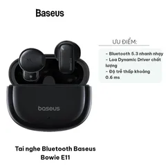 Tai nghe Bluetooth Baseus Bowie E11 - Tai nghe không dây, độ trễ thấp, công nghệ khử ồn ENC, thời gian sử dụng 30 giờ, âm thanh sống động.