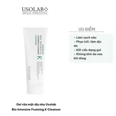 Gel Rửa Mặt Dịu Nhẹ Usolab Bio Intensive Foaming K Cleanser 120ml - Sạch Sâu, Dưỡng Ẩm, Phù Hợp Da Nhạy Cảm, Chống Oxy Hóa