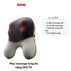 Máy Massage Lưng Đa Năng SKG T5 - Hỗ Trợ Giảm Đau Nhức, Chườm Nóng Hiện Đại, Thiết Kế Không Dây, 3 Chế Độ Massage Ổn Định