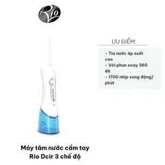 Máy tăm nước cầm tay Rio Dcir - 3 chế độ phun 360 độ, làm sạch răng miệng nhanh chóng, sạc USB, chống nước IPX7, nhẹ nhàng và thuận tiện mang theo