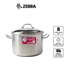 Nồi hầm Inox Zebra Vitalux 3 đáy nắp kính - Chất liệu Inox an toàn, thiết kế bền bỉ, dung tích từ 9.5L đến 18.5L, nấu ăn đa năng