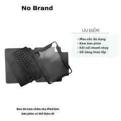 Bao da nam châm cho iPad kèm bàn phím tháo rời - Thiết kế bền bỉ, kết nối Bluetooth nhanh, nhiều màu sắc đa dạng