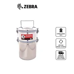 Hộp Đựng Thức Ăn Inox 14cm 2 Ngăn Zebra Smart 150255 Thái Lan - Thiết Kế Thông Minh, Chống Rò Rỉ, Dung Tích 2 Lít