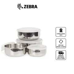 Bộ 4 Thố Inox 304 Zebra Thái Lan Có Nắp Đậy - Dụng Cụ Đựng Thực Phẩm Cao Cấp, An Toàn Sức Khỏe, Thích Hợp Cho Nấu Ăn và Trộn Salad